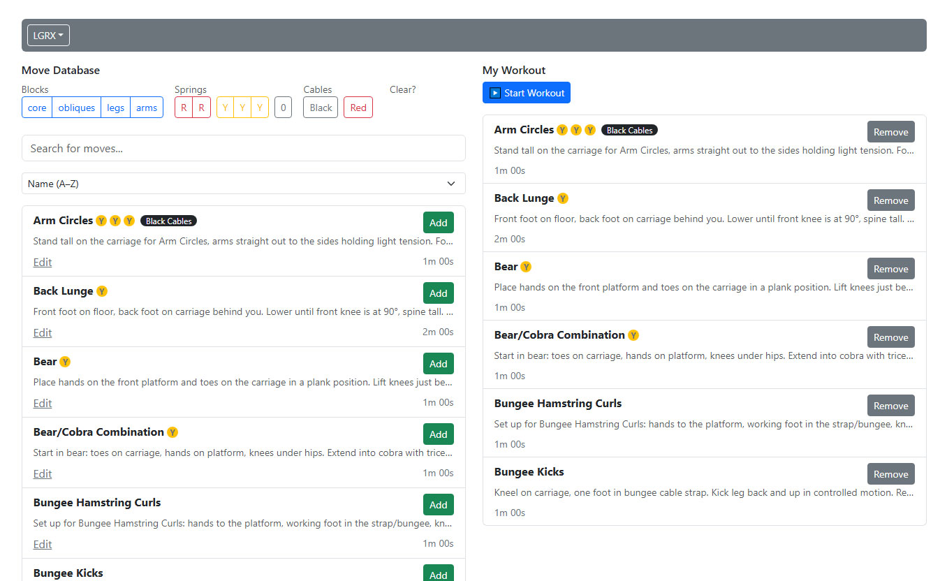 The latest iteration of the LGRX app